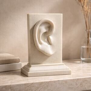 c2c Designs Ear Bookend Vintage Faux Marble Off White